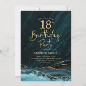 Invitation Turquoise Gold Agate 18e anniversaire (Devant)