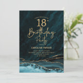Invitation Turquoise Gold Agate 18e anniversaire (Debout devant)