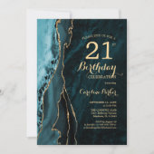 Invitation Turquoise Gold Agate 21e anniversaire (Devant)