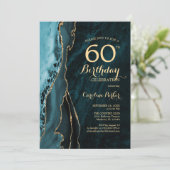 Invitation Turquoise Gold Agate 60e anniversaire (Debout devant)