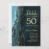 Invitation Turquoise Gold Agate Surprise 50e anniversaire (Devant)