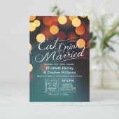 Invitation Turquoise Gold Bokeh Light EAT Boire être marié Ma (Debout devant)