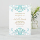 Invitation Turquoise & Gold Elegant Ironworks Classic Mariage (Debout devant)