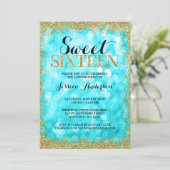 Invitation Turquoise Gold Faux Parties scintillant Lumières S (Debout devant)