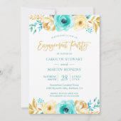 Invitation Turquoise Gold Floral Romance (Devant)