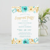 Invitation Turquoise Gold Floral Romance (Debout devant)