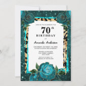 Invitation Turquoise Gold Floral Soixante-dix-septième annive (Devant)
