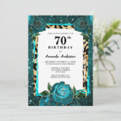 Invitation Turquoise Gold Floral Soixante-dix-septième annive (Debout devant)