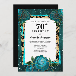 Invitation Turquoise Gold Floral Soixante-dix-septième annive