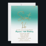 Invitation Turquoise & Gold Modern Glam SWEET 16 Anniversaire<br><div class="desc">Turquoise & Gold Modern Glam SWEET 16 Invitations de fête d'anniversaire.</div>