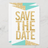 Invitation Turquoise Gold Parties scintillant Aztec Enregistr (Devant / Derrière)