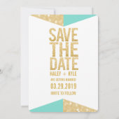 Invitation Turquoise Gold Parties scintillant Aztec Enregistr (Dos)