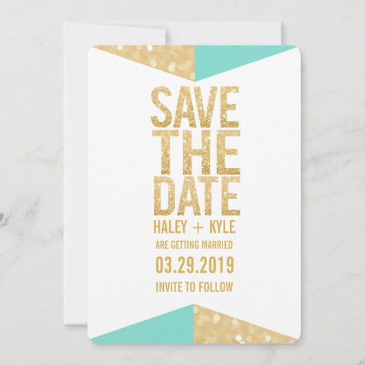 Invitation Turquoise Gold Parties scintillant Aztec Enregistr (Dos)