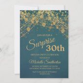 Invitation Turquoise Gold Parties scintillant String Lights 3 (Devant)