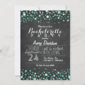 Invitation Turquoise Green Confetti Chalkboard Bachelorte (Devant)