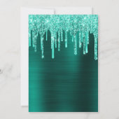 Invitation Turquoise Green Foil et Parties scintillant Drips  (Dos)