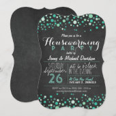 Invitation Turquoise Green Retro Chalkboard Fête de réchauffe (Devant / Derrière)