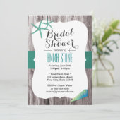Invitation Turquoise Green Seashell & Starfish Beach Fête des (Debout devant)