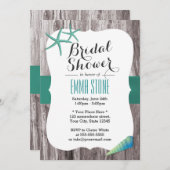 Invitation Turquoise Green Seashell & Starfish Beach Fête des (Devant / Derrière)