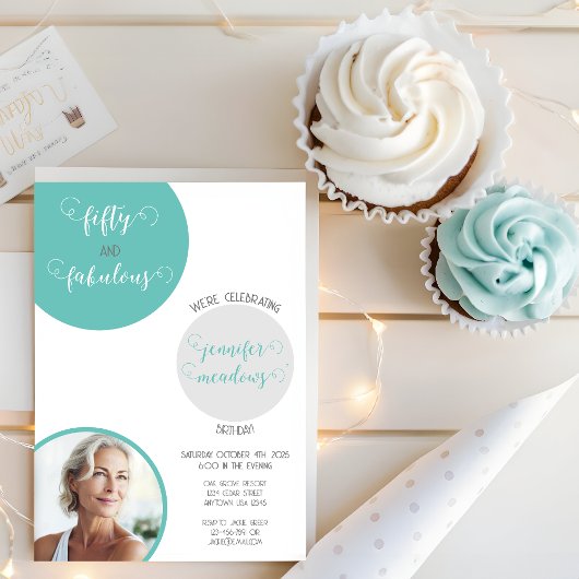 Invitation Turquoise Grey 50 et Fabuleux anniversaire