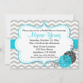 Invitation Turquoise Grey Chevron (Devant)