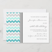 Invitation Turquoise Grey Chevron 40e anniversaire (Dos)