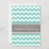 Invitation Turquoise Grey Chevron Custom Babwer Shower Invita (Devant)