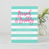 Invitation Turquoise Gris rose Brunch Fête des mariées mousse (Debout devant)