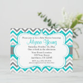 Invitation turquoise grise de Chevron (Debout devant)