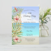 Invitation Turquoise hibiscus tropique Palm Beach fête d'anni (Debout devant)