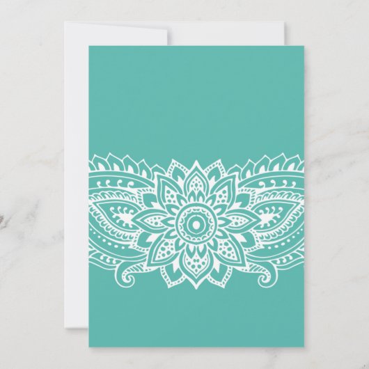 Invitation Turquoise Indien Paisley Mariage officiel (Dos)