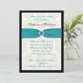 Invitation Turquoise, ivoire, Damas Noires 50e anniversaire (Debout devant)
