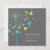 Invitation Turquoise Jaune Dandelions Amour Mariage Inviter (Dos)