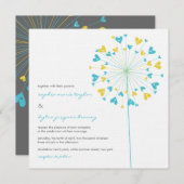 Invitation Turquoise Jaune Dandelions Amour Mariage Inviter (Devant / Derrière)