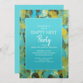 Invitation Turquoise Jaune Green Abstrait vierge fête de nid (Devant / Derrière)