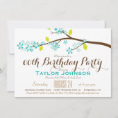 Invitation Turquoise, Lime, Branche Brown Anniversaire (Devant)