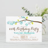 Invitation Turquoise, Lime, Branche Brown Anniversaire (Debout devant)