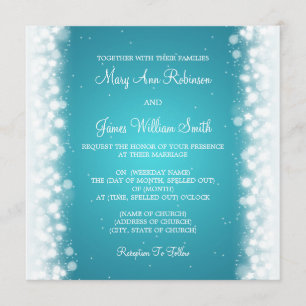 Invitation Turquoise magique d'étincelle de mariage élégant
