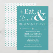 Invitation Turquoise Manger Boire Soixante-Quinze Anniversair (Devant / Derrière)