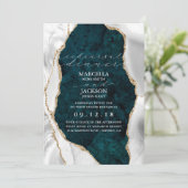 Invitation Turquoise, Marbre Blanc & Or Dîner d'Agate Répétit (Debout devant)