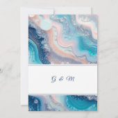 Invitation Turquoise marbre rose Agate Mariage d'été (Dos)