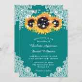 Invitation Turquoise Mariage de tournesol en dentelle russe (Devant / Derrière)