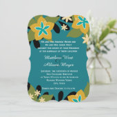 Invitation Turquoise Mariage floral tropical (Debout devant)