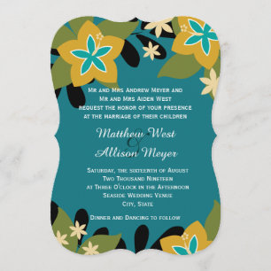Invitation Turquoise Mariage floral tropical