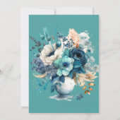 Invitation Turquoise Marine Blue Floral Couples Wedding showe (Dos)