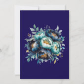 Invitation Turquoise Marine Blue Peony Mariage Couples Douche (Dos)