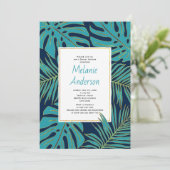 Invitation Turquoise, marine tropicale feuille mariage douche (Debout devant)