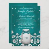 Invitation Turquoise Mason Jar aux lucioles Mariage (Devant / Derrière)