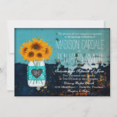 Invitation Turquoise Mason Jar Tournesols Mariage rustique In (Devant)
