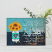 Invitation Turquoise Mason Jar Tournesols Mariage rustique In (Debout devant)